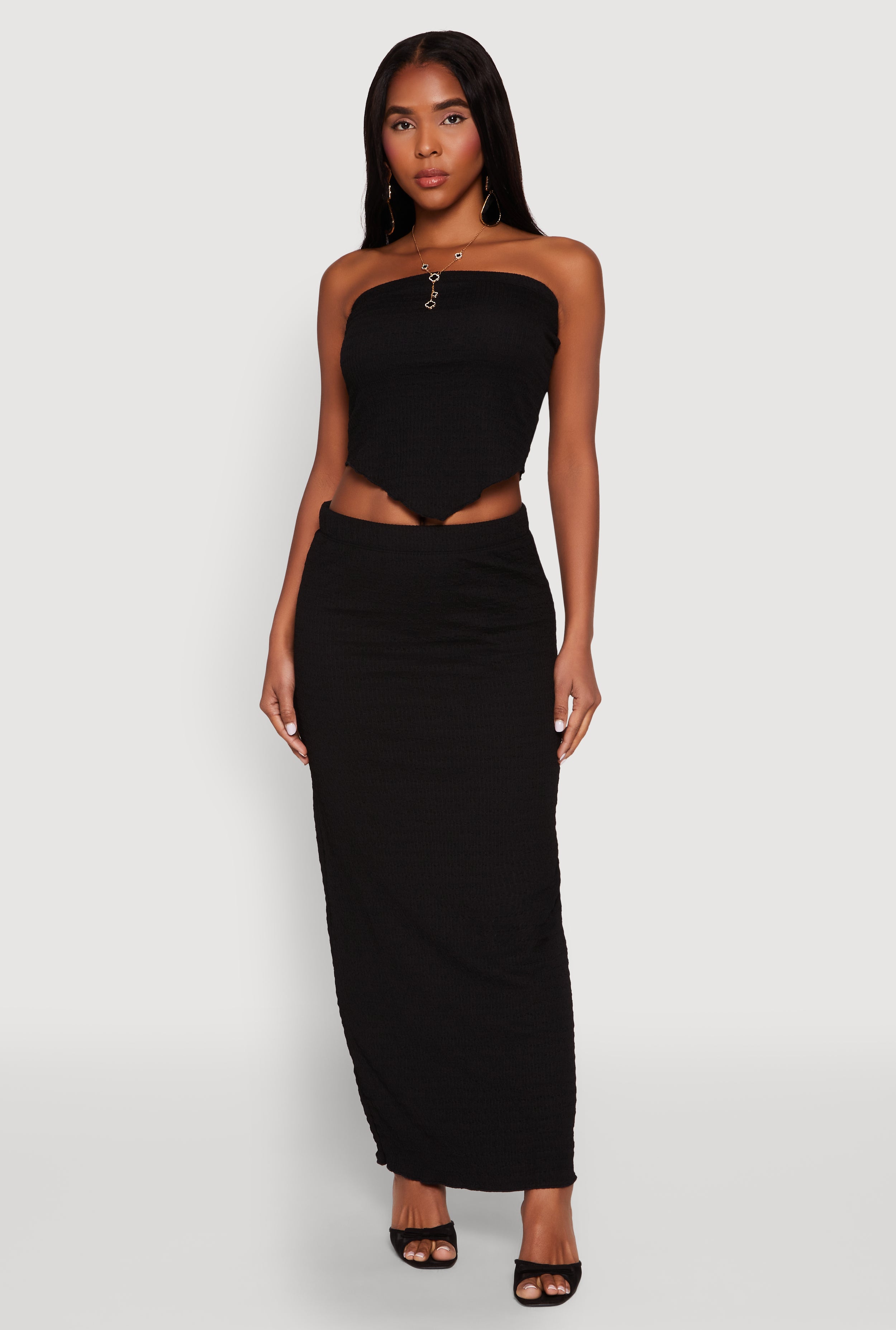 Almost Famous Smocked Handkerchief Hem Tube Top