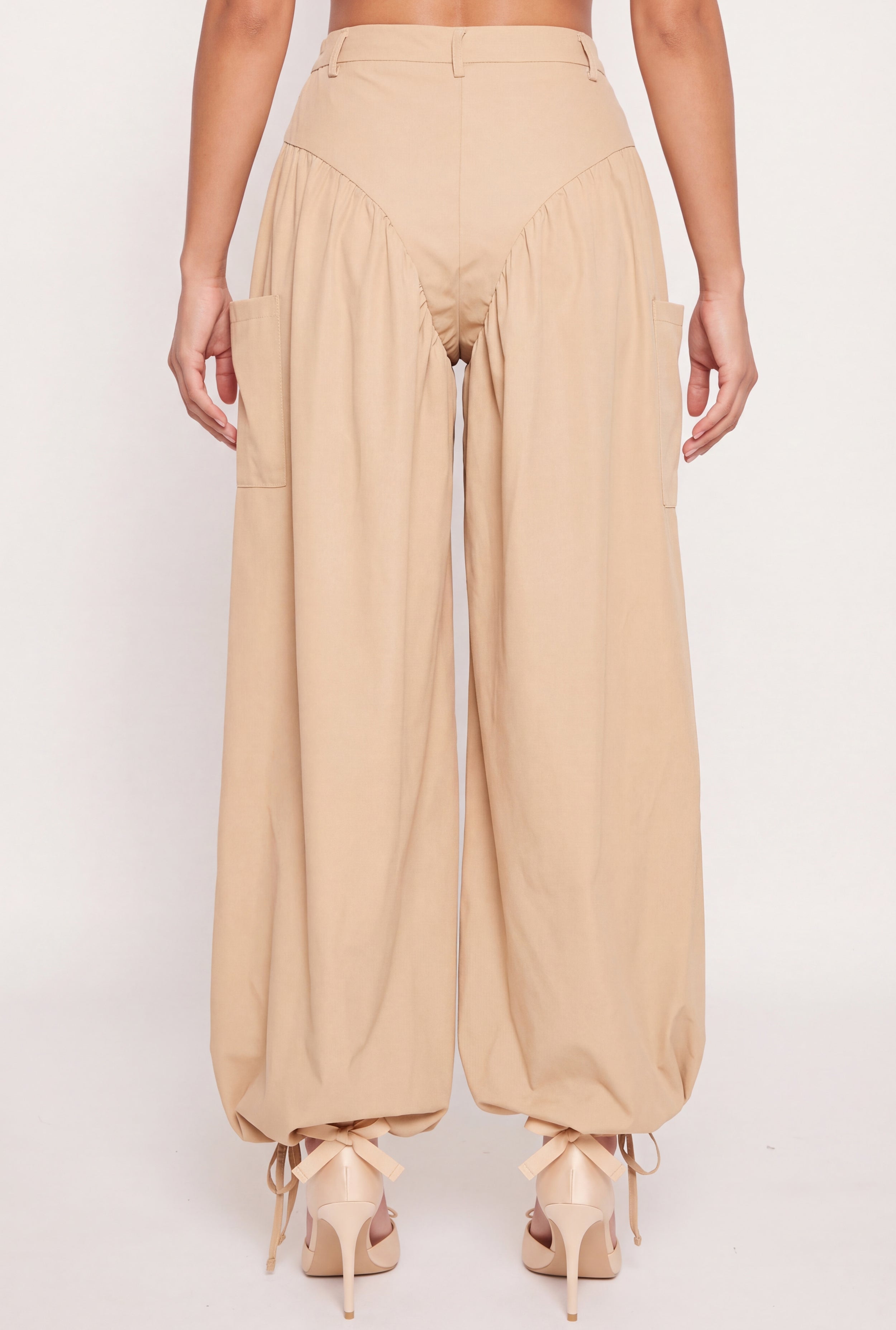 High Waisted Drawstring Hem Balloon Pants