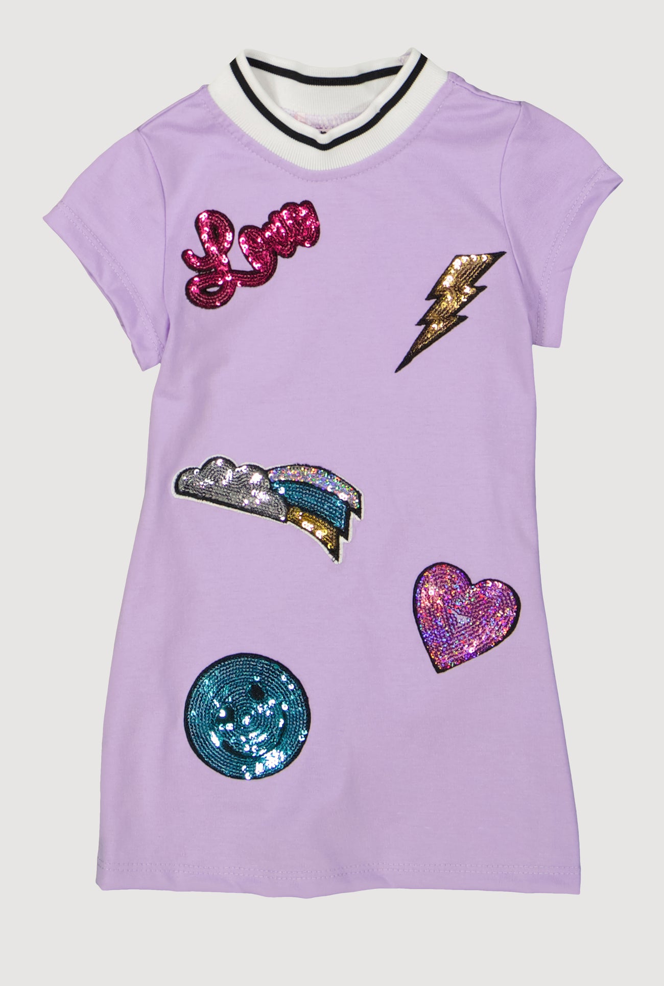 Toddler Girls Love Sequin Embroidered Graphic T Shirt Dress
