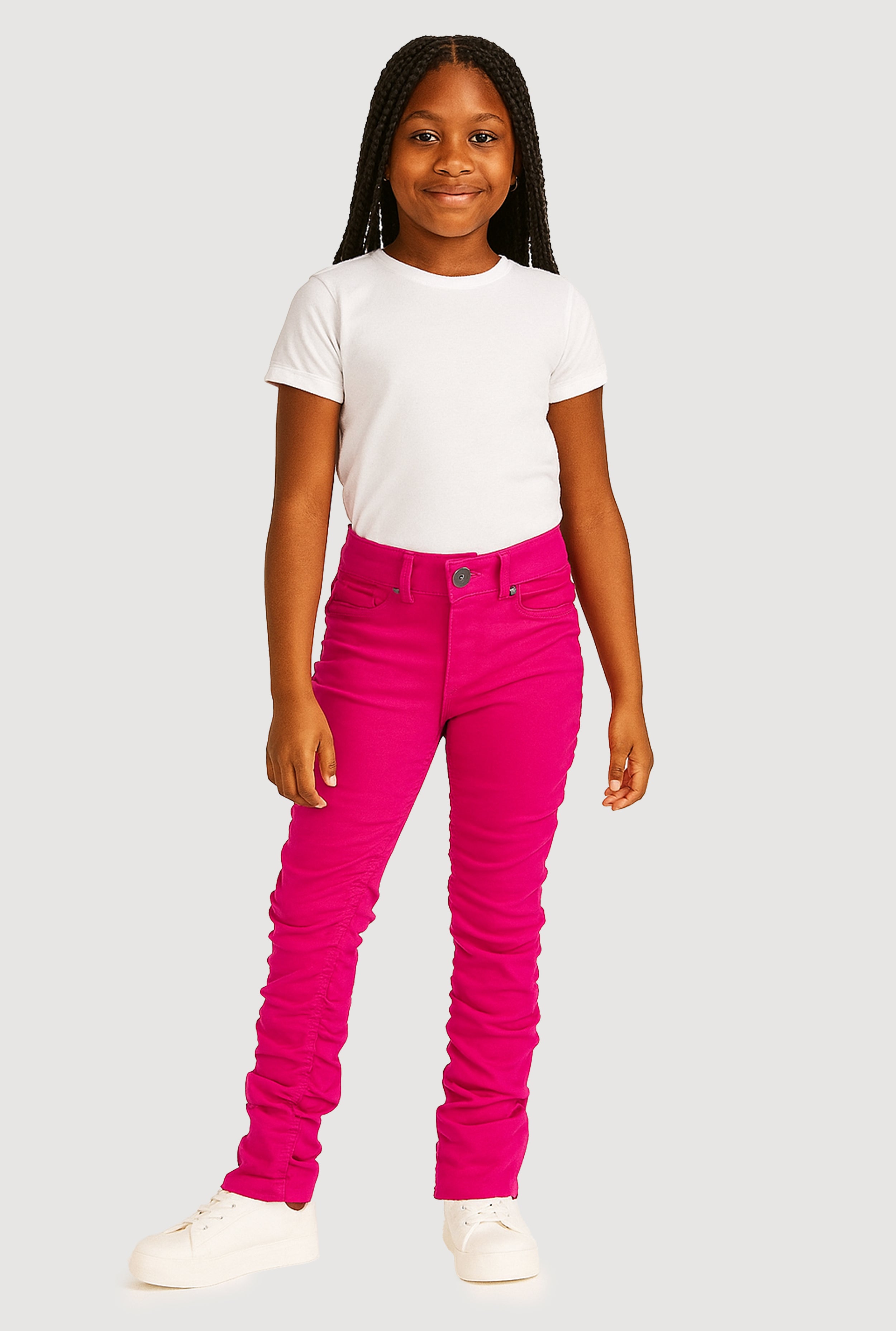 Girls Contrast Stitch Detailed Loose  Pants Set