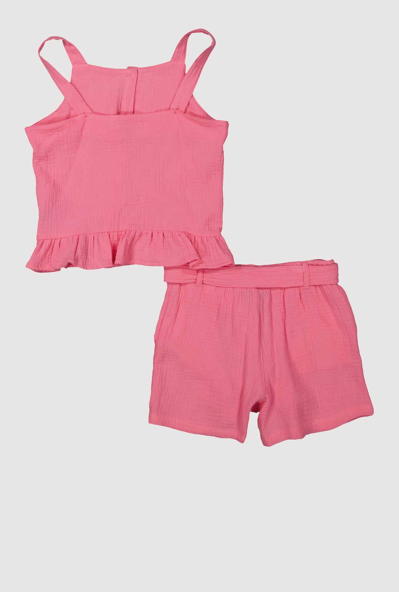 Girls Sleeveless Button Front Ruffle Hem Top and Shorts