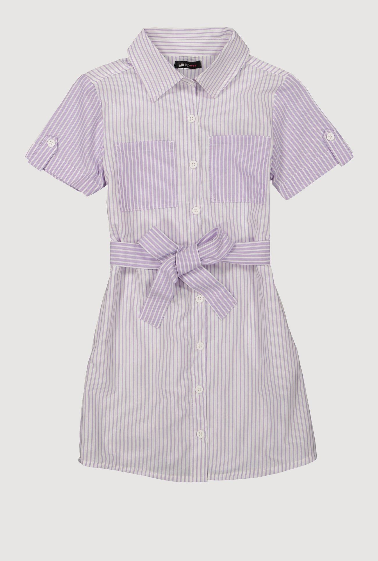 Girls Color Block Striped Shirt Dress