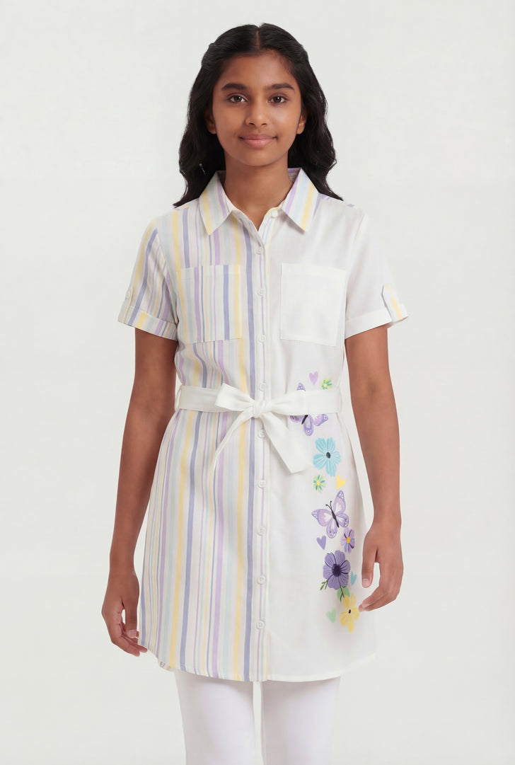 shirt dress rainbow RESORT SHIRT DRESS Rainbow Stripe Shirt Dress by KURT GEIGER LONDON