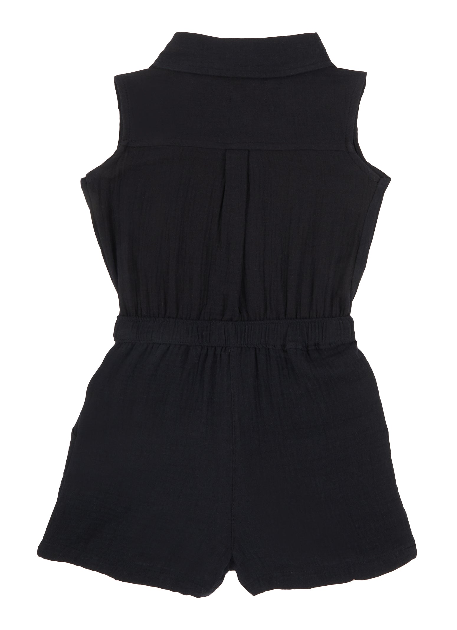 Little Girls Gauze Knit Sleeveless Button Front Romper