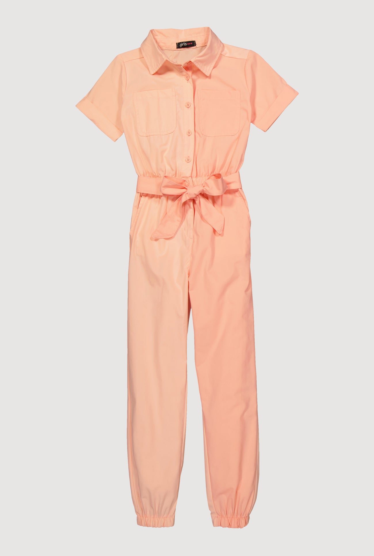 Girls Color Blocked Short Sleeve Jumpsuit