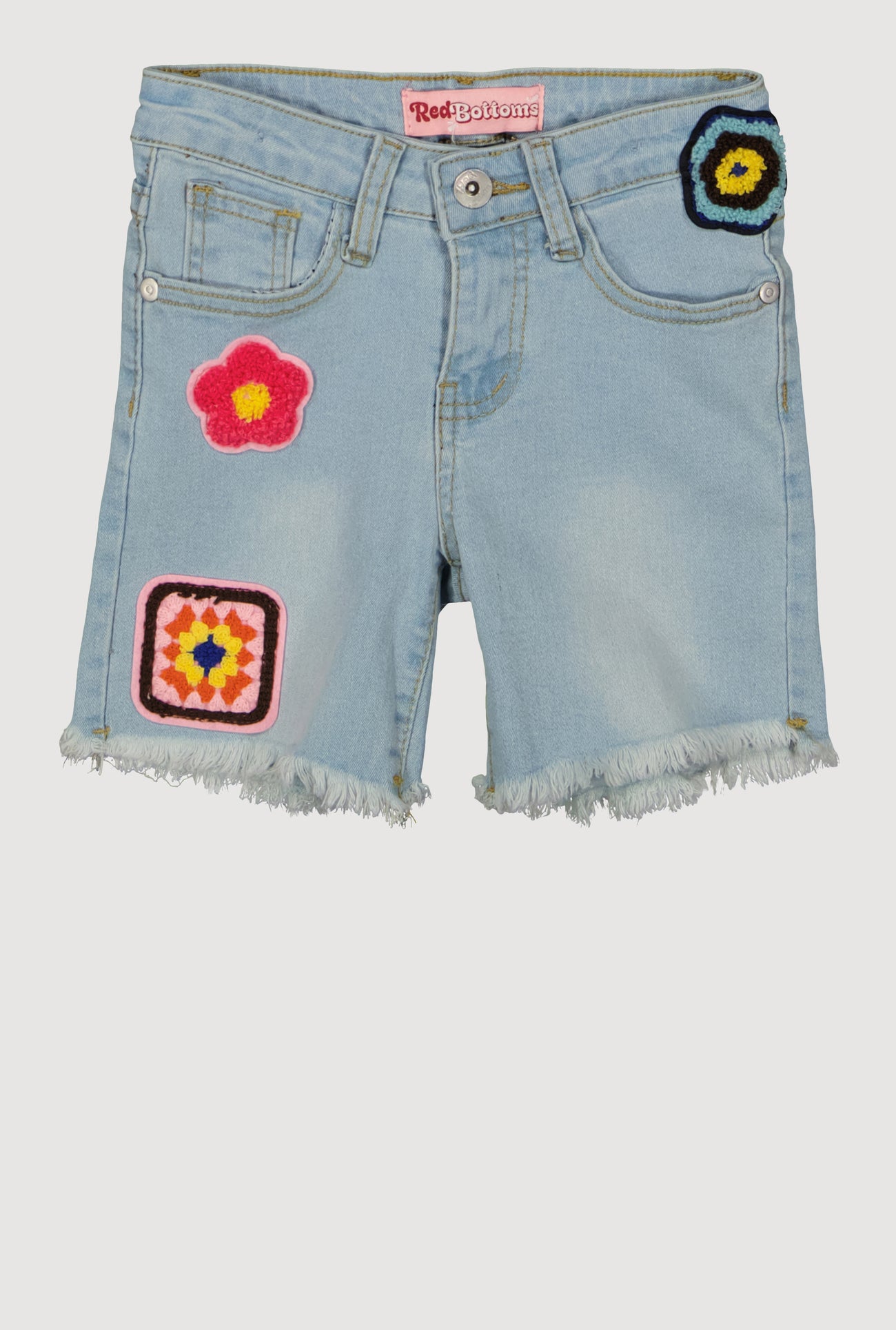Girls Patch Graphic Denim Shorts