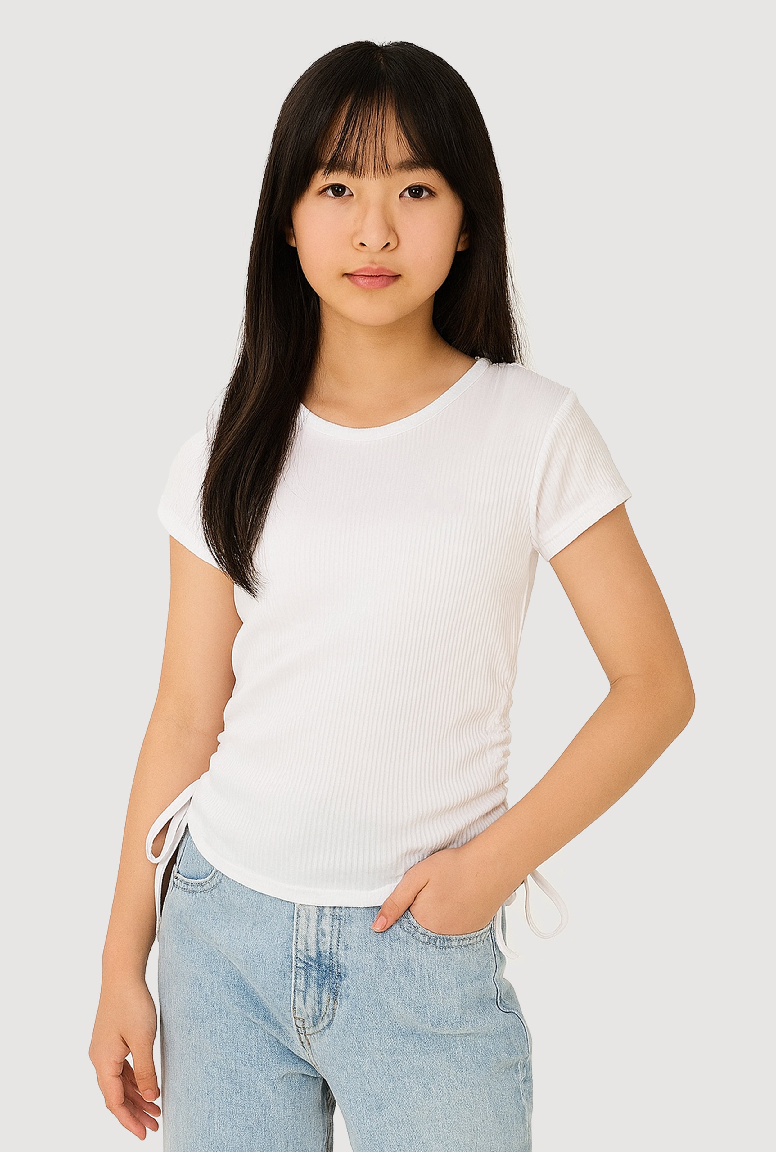 Ribbed Knit T Shirt