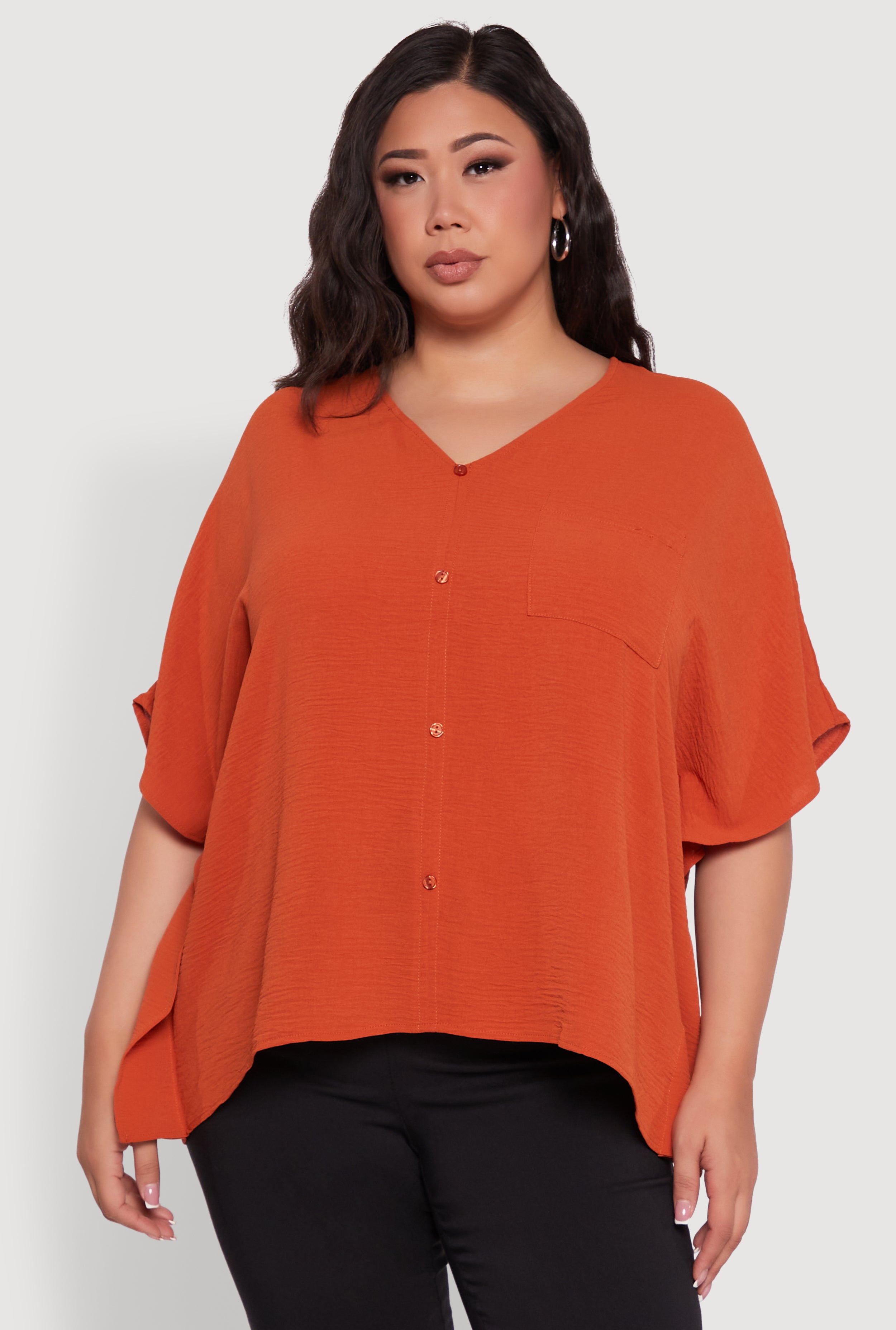 TODAYFUL◆Dolmansleeve Stitch Blouse/FREE/コットン/CRM/無地/12310415 Plus Size Crepe Knit Button Detail Dolman Sleeve Blouse