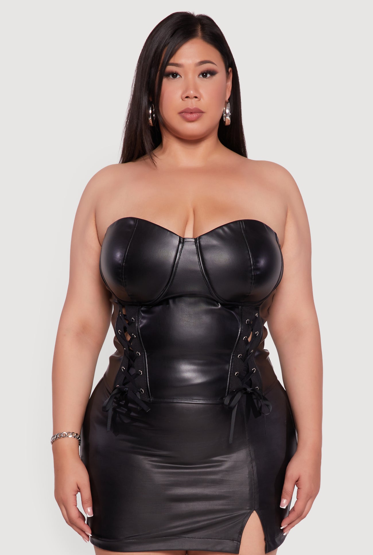 Plus Size Leather Bodycon Smith Stretch Leather Dress 3XL Coco Red Plus Size Leather Bodycon Smith Stretch Leather Dress 3XL Coco Red