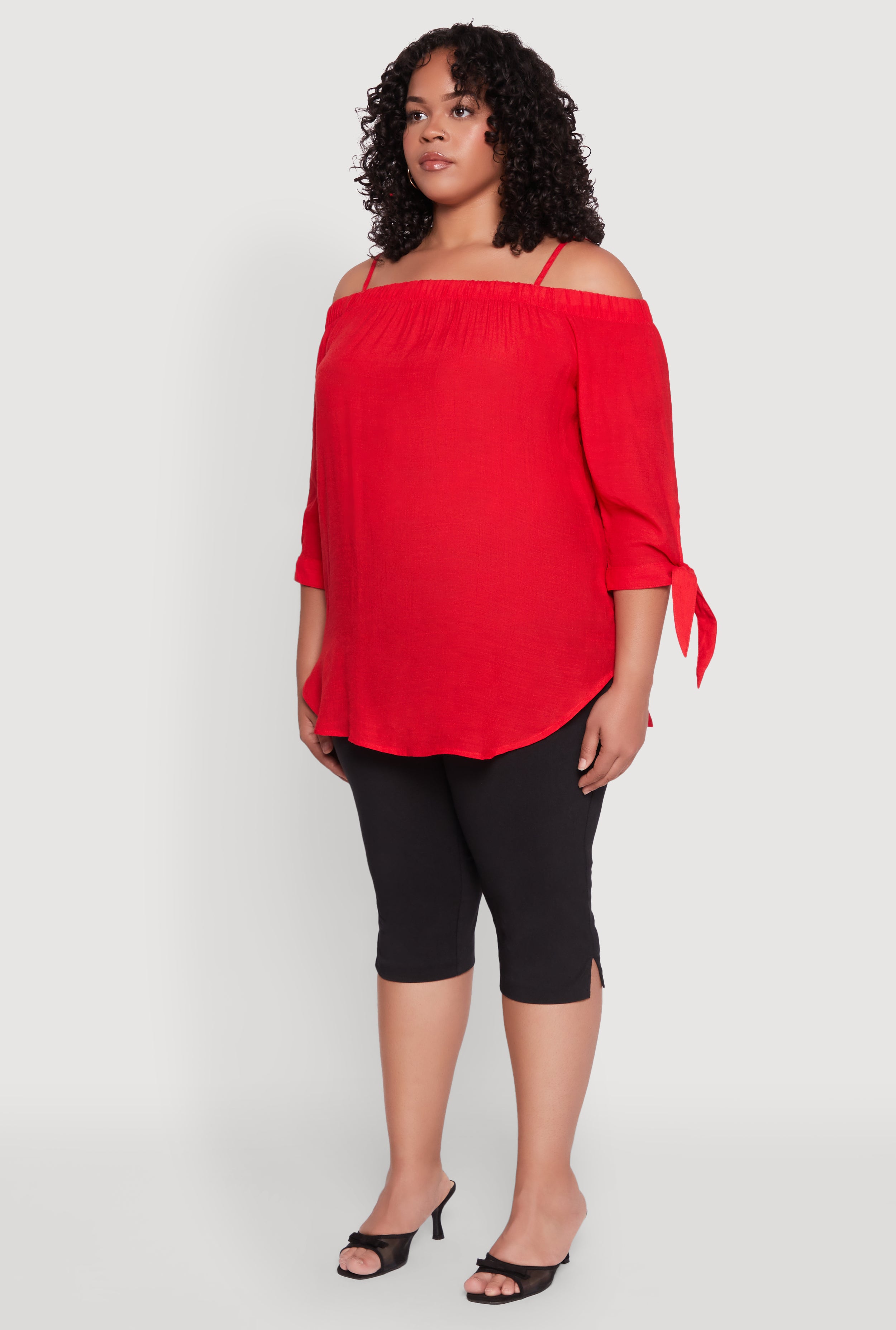 plus size open shoulder tops