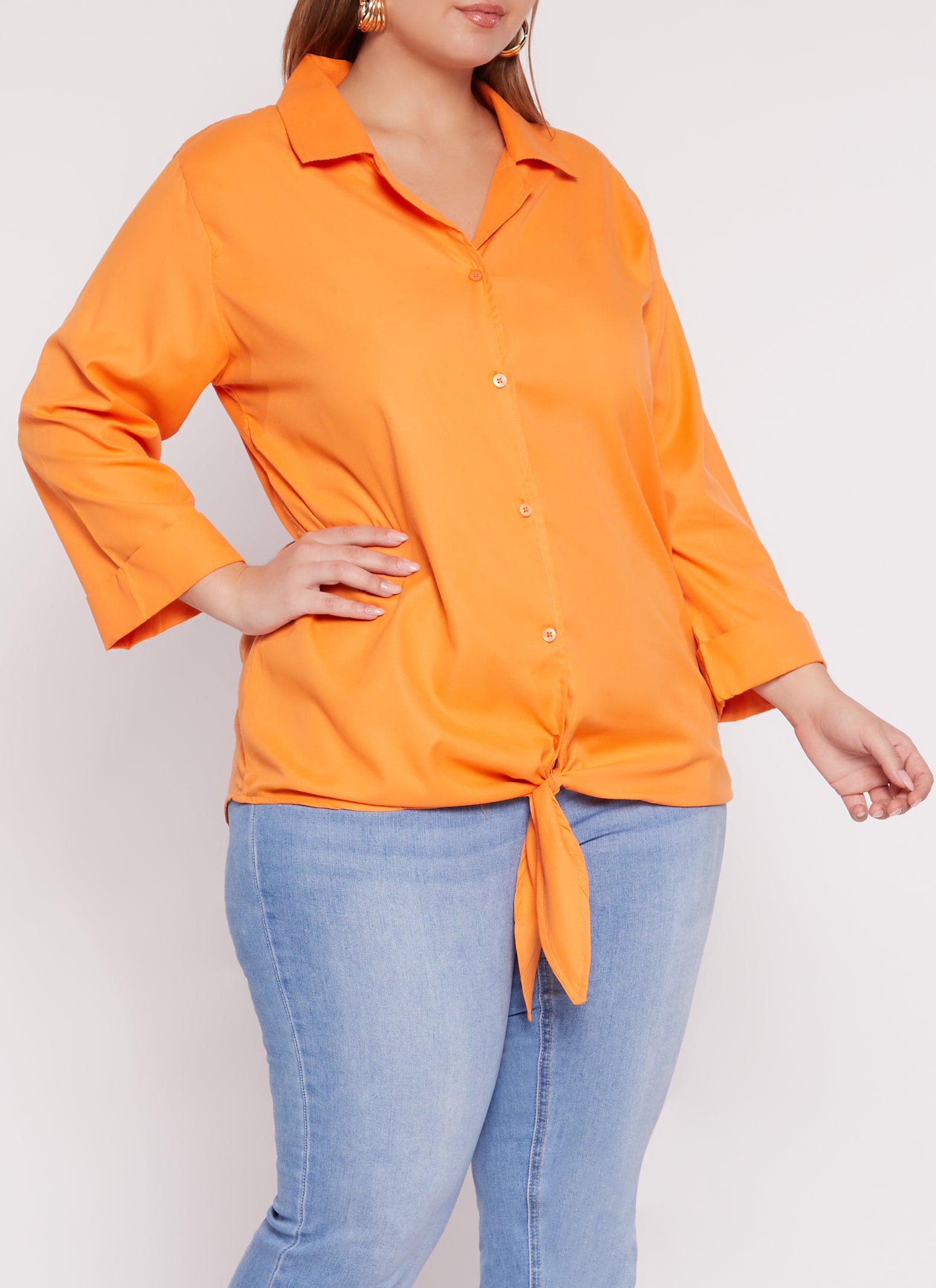 Women's plus size button down collar shirts hotsell