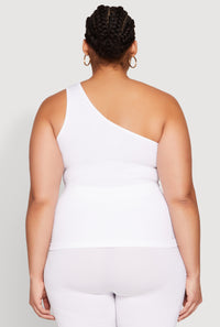 Plus Size Laser Cut Side One Shoulder Top