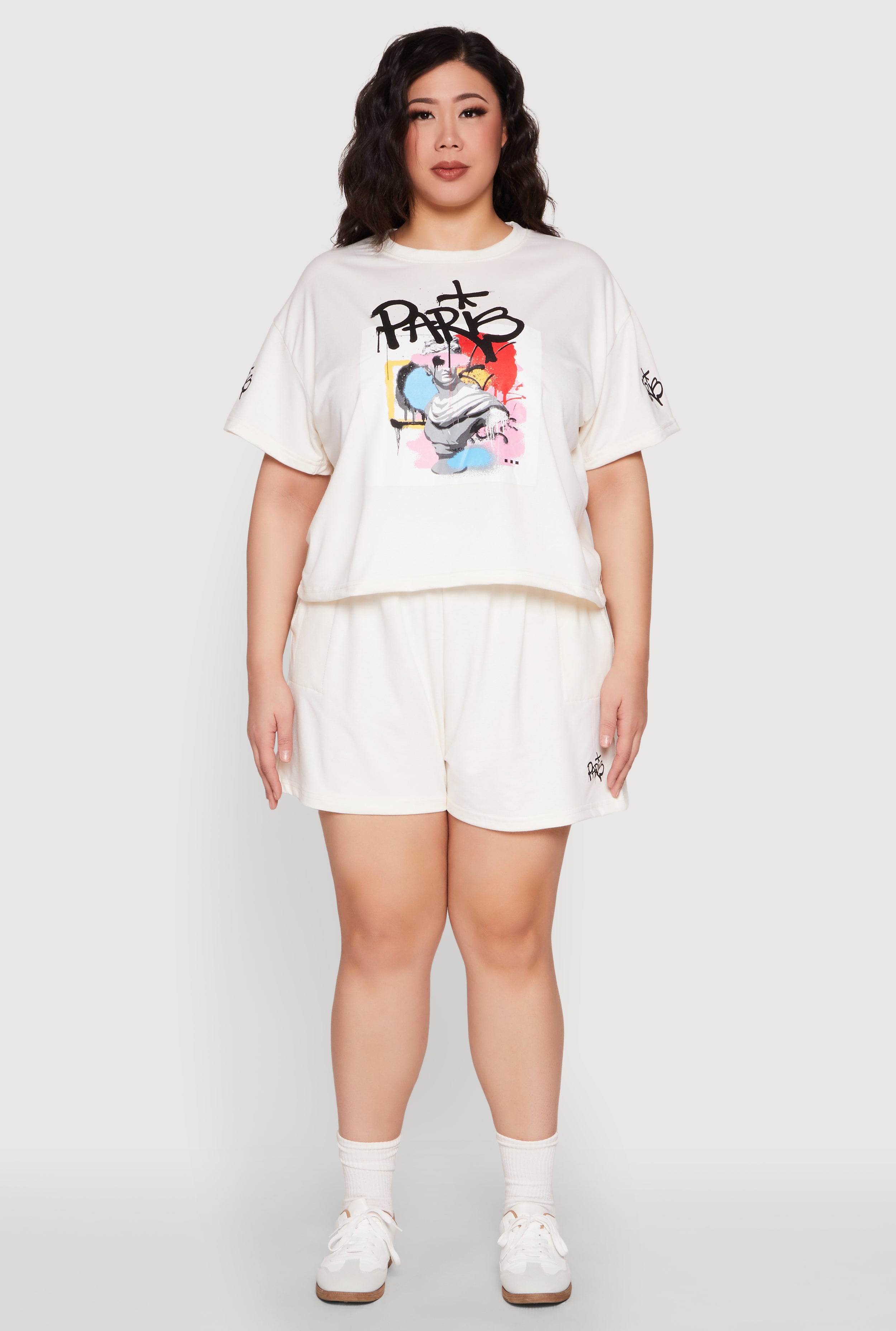 Plus Size Paris Sweatshorts khaki Rainbow Shops Women's Plus