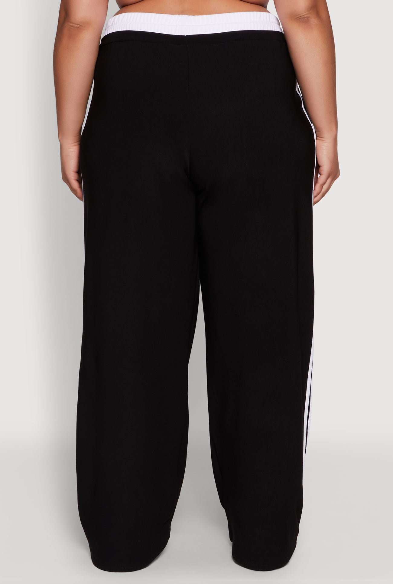Plus Size Stylish Active Pant with Contrast Trim and Varsity Stripes