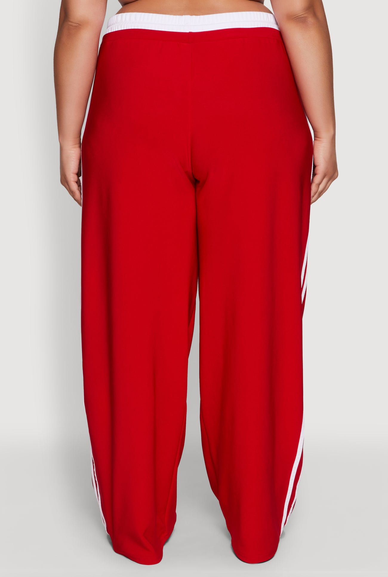 Plus Size Stylish Active Pant with Contrast Trim and Varsity Stripes