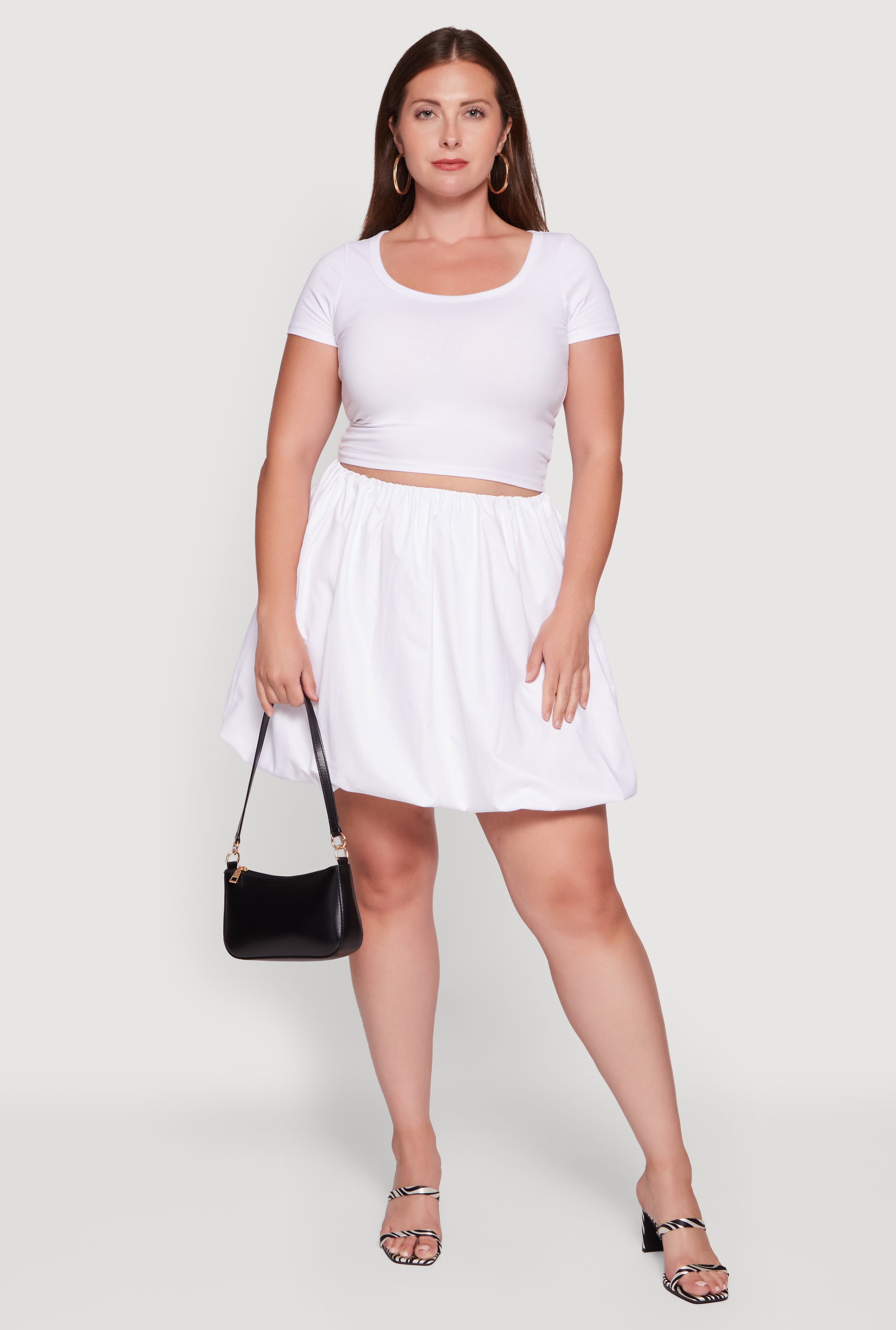 Plus Size Poplin Mini Bubble Skirt