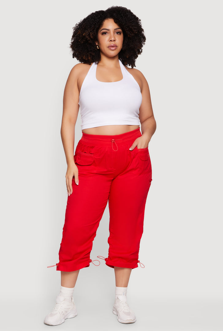 red plus size dress pants Red Pleated Wide Leg Pants | Shop Now