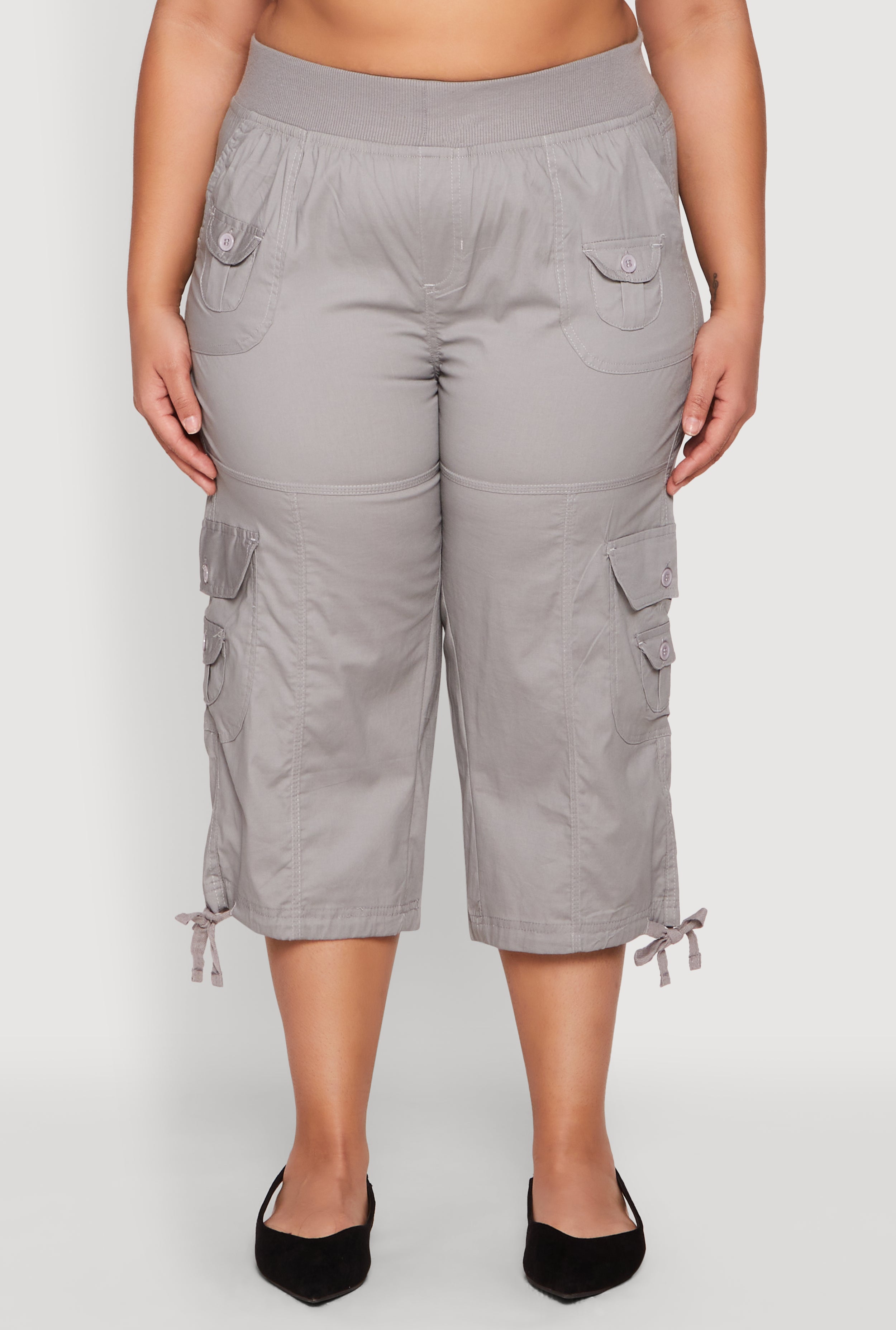 Plus Size High Waisted Cargo Capri Pants