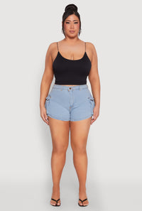 Plus Size Daisy Denim Cargo Shorts