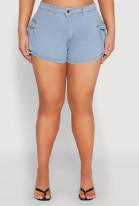 Plus Size Daisy Denim Cargo Shorts