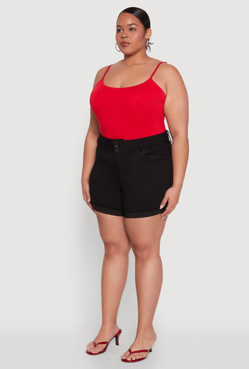 Plus Size WAX Cuffed High Waisted Shorts