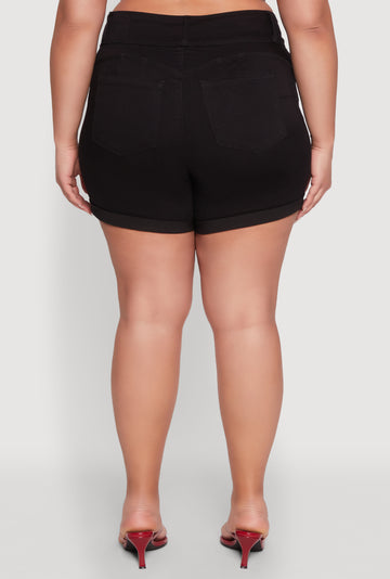 Plus Size WAX Cuffed High Waisted Shorts