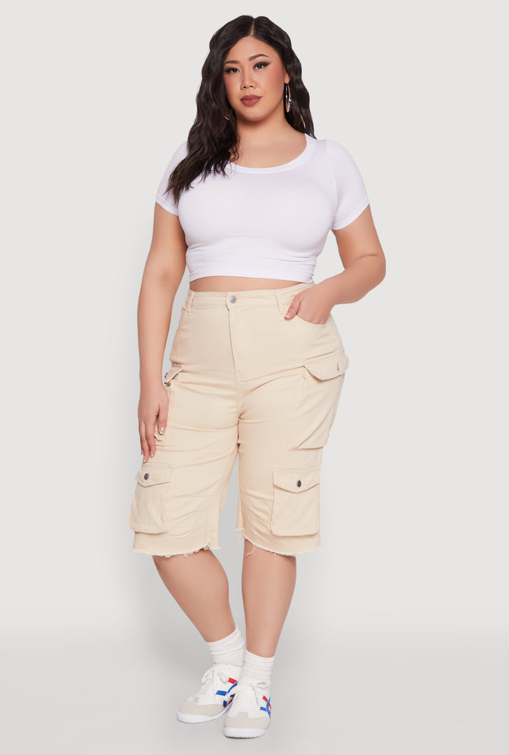 Short Taille Haute Femme Khakis & Co – Beige, Coton, Taille 14 (XL), Neuf Sans étiquette