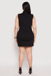 Plus Size Daisy Sleeveless Denim Utility Mini Dress