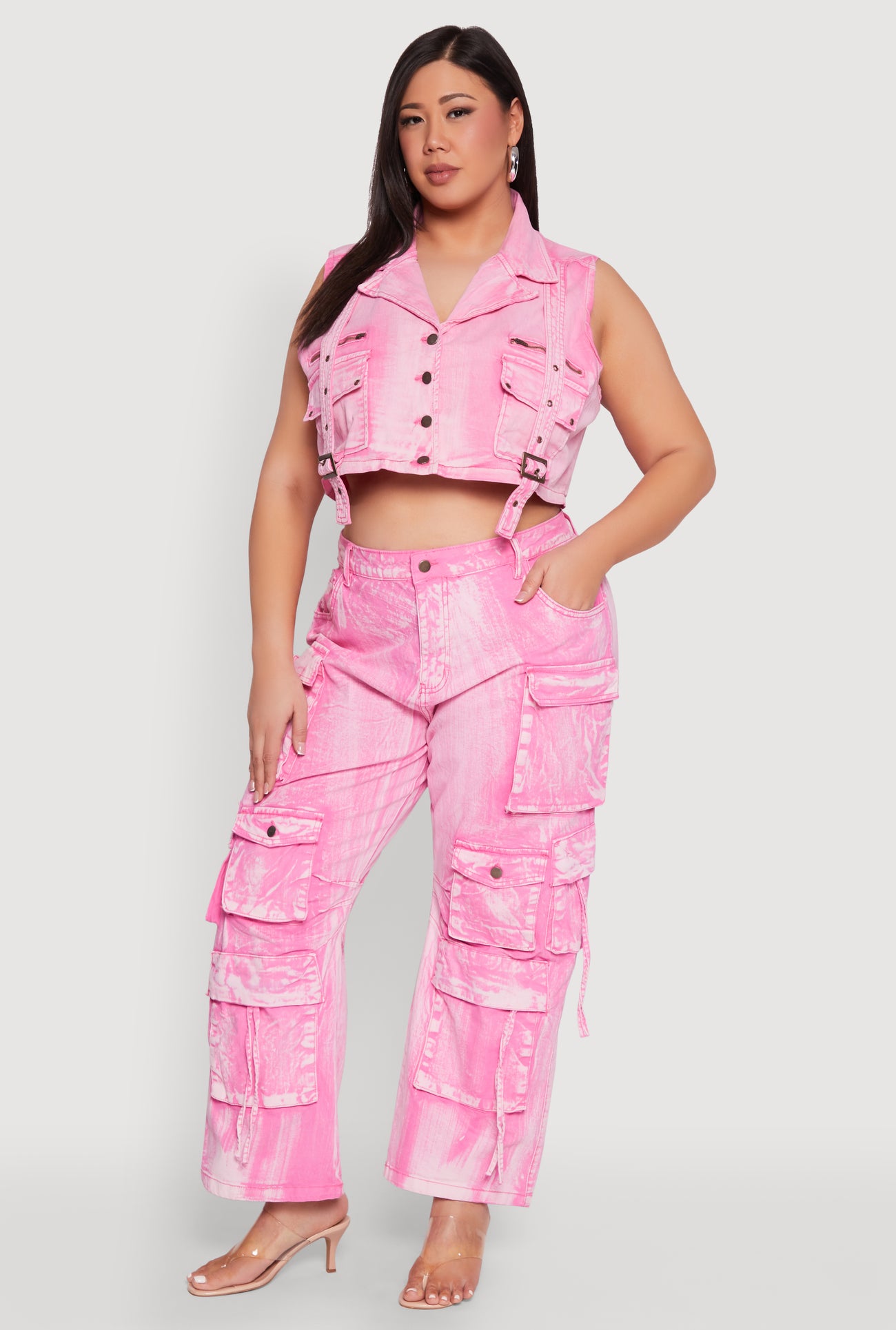 Plus Size Spoon Jeans Mineral Wash Denim Vest
