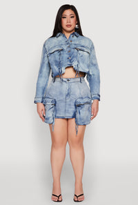 Plus Size Spoon Jeans Oversized Cargo Pocket Skirt