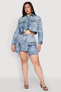 Plus Size Spoon Jeans Oversized Cargo Pocket Skirt