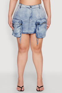 Plus Size Spoon Jeans Oversized Cargo Pocket Skirt