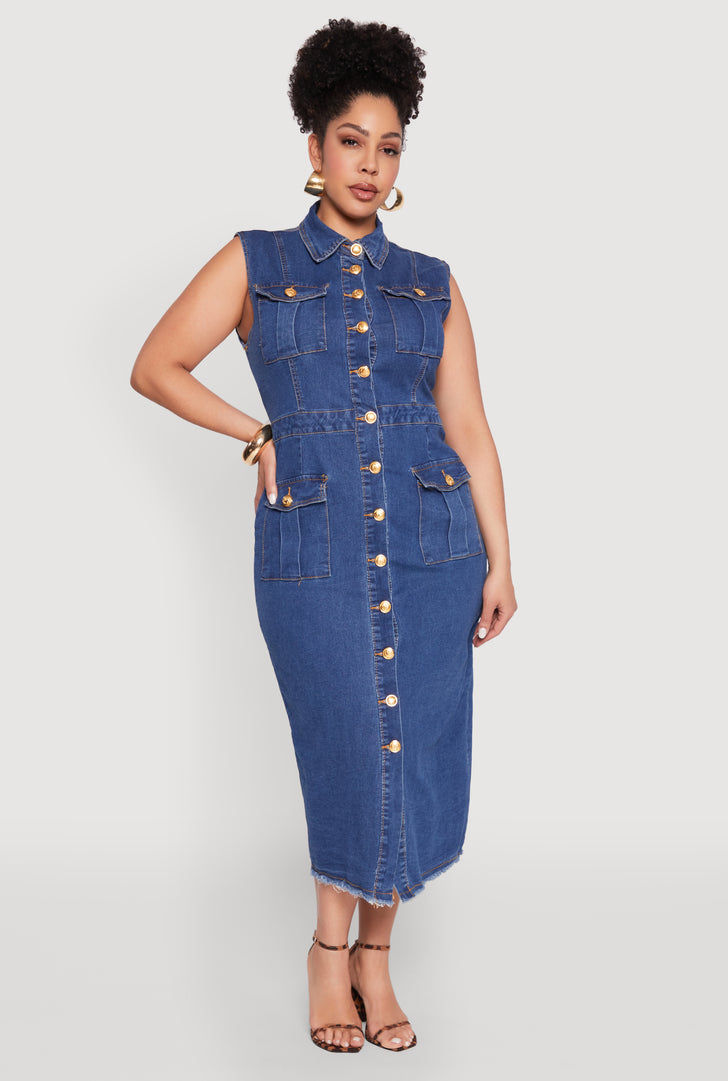 Plus Size Denim Dresses | Everyday Low Prices | Rainbow Plus Size Denim Dresses | Everyday Low Prices | Rainbow