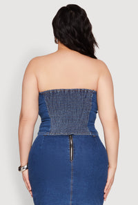 Plus Size Denim Pocket Corset Tube Top