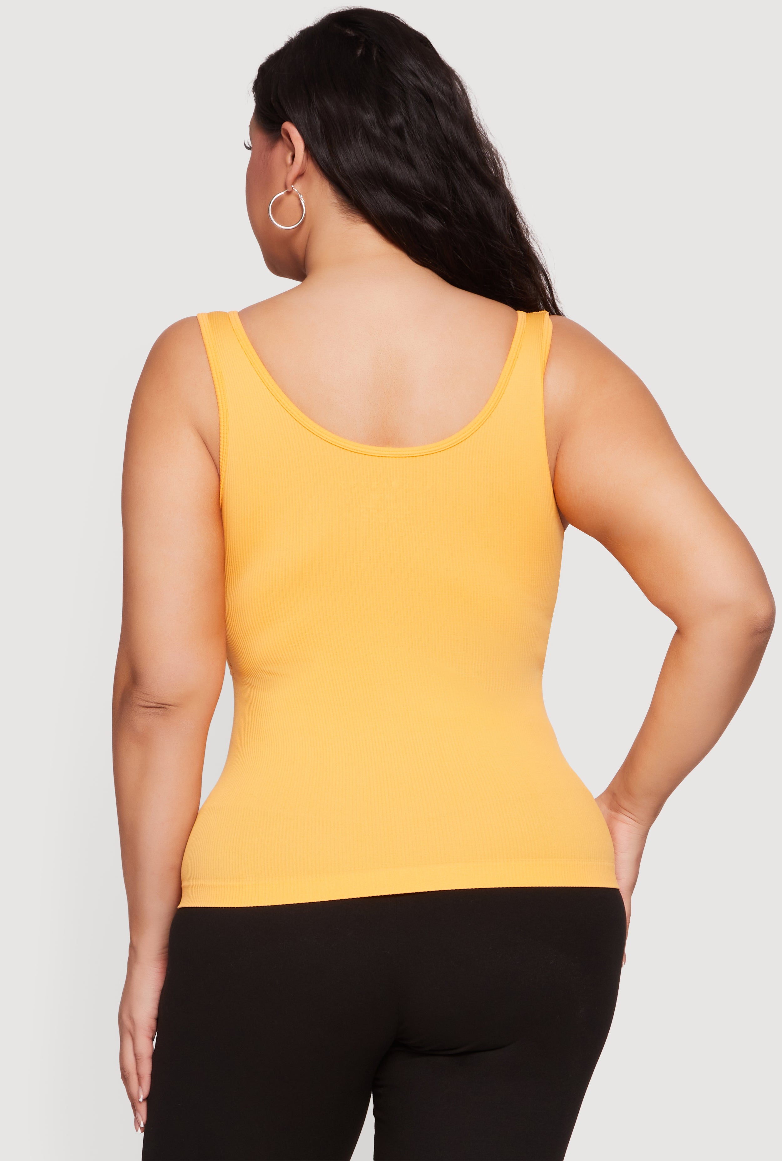 Plus Size Rib Knit Notch Neck Tank Top