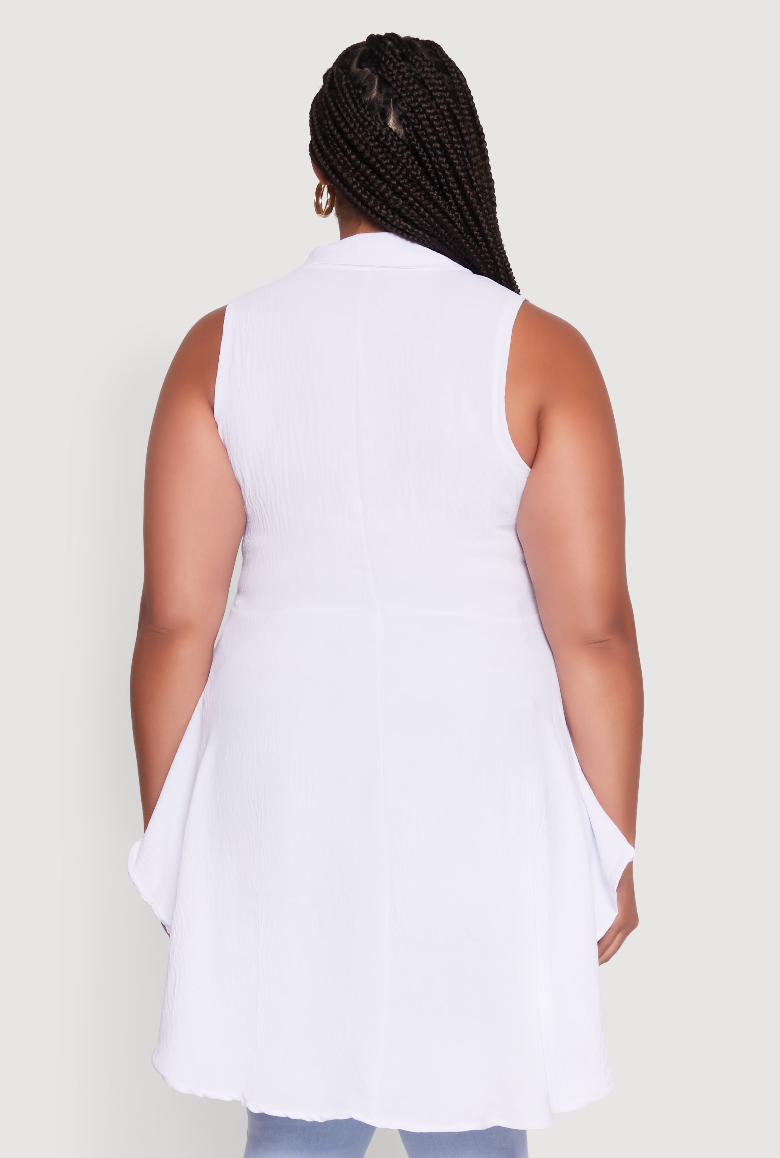 Plus Size Crepe Knit Sleeveless Tiered Shirt