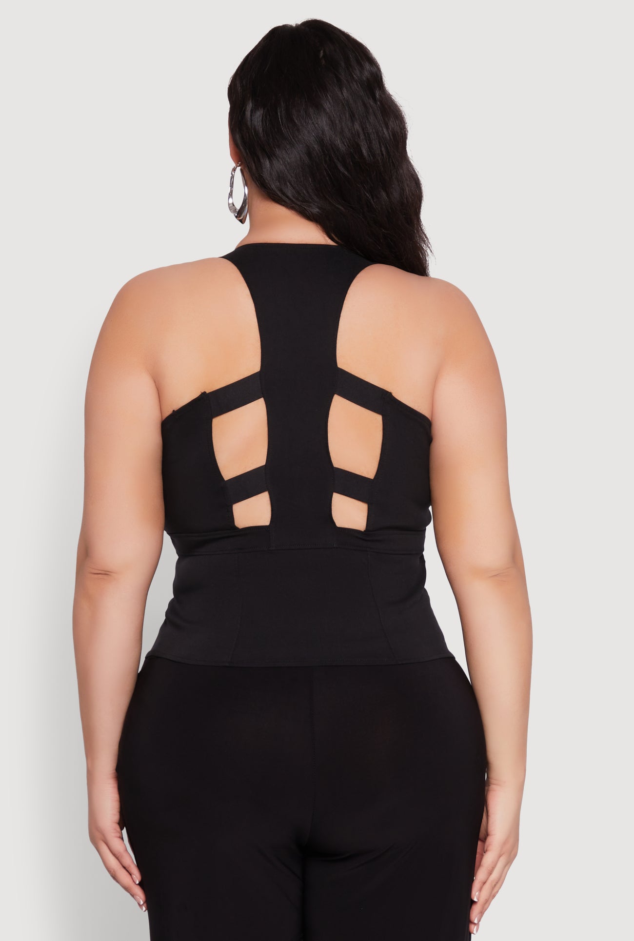 Plus Size Cut Out Racerback Zip Front Bustier Top