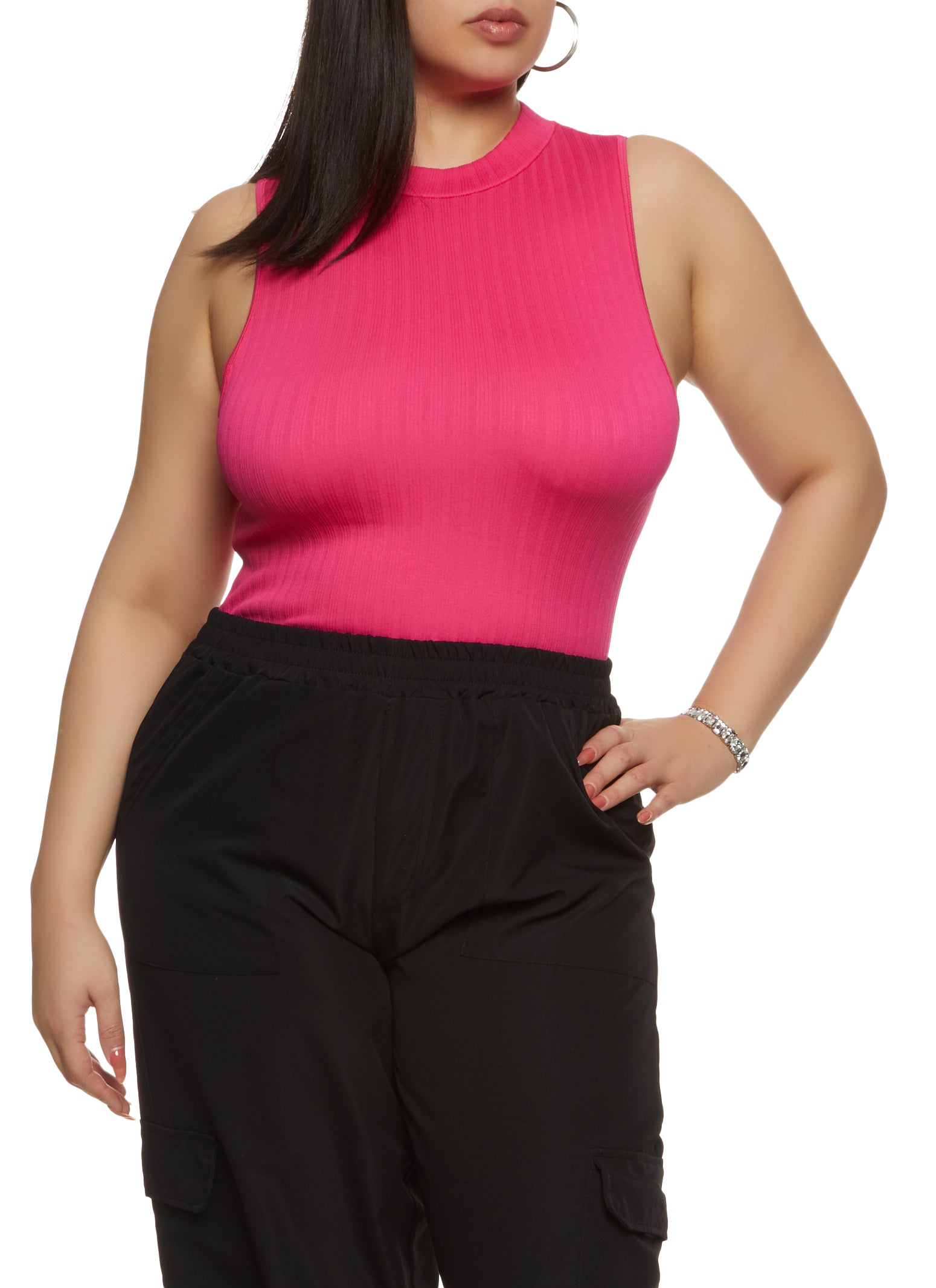 Plus Size Sleeveless High Neck Bodysuit