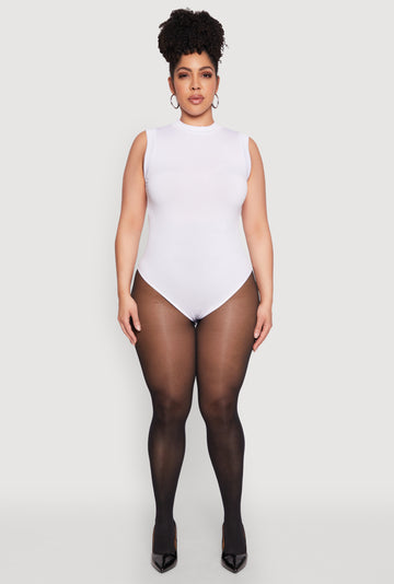 Plus Size Seamless Mock Neck Sleeveless Bodysuit