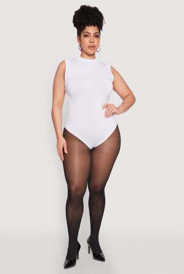 Plus Size Seamless Mock Neck Sleeveless Bodysuit