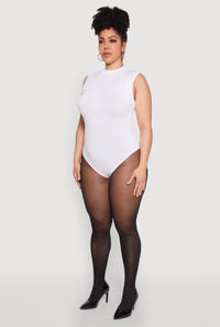 Plus Size Seamless Mock Neck Sleeveless Bodysuit