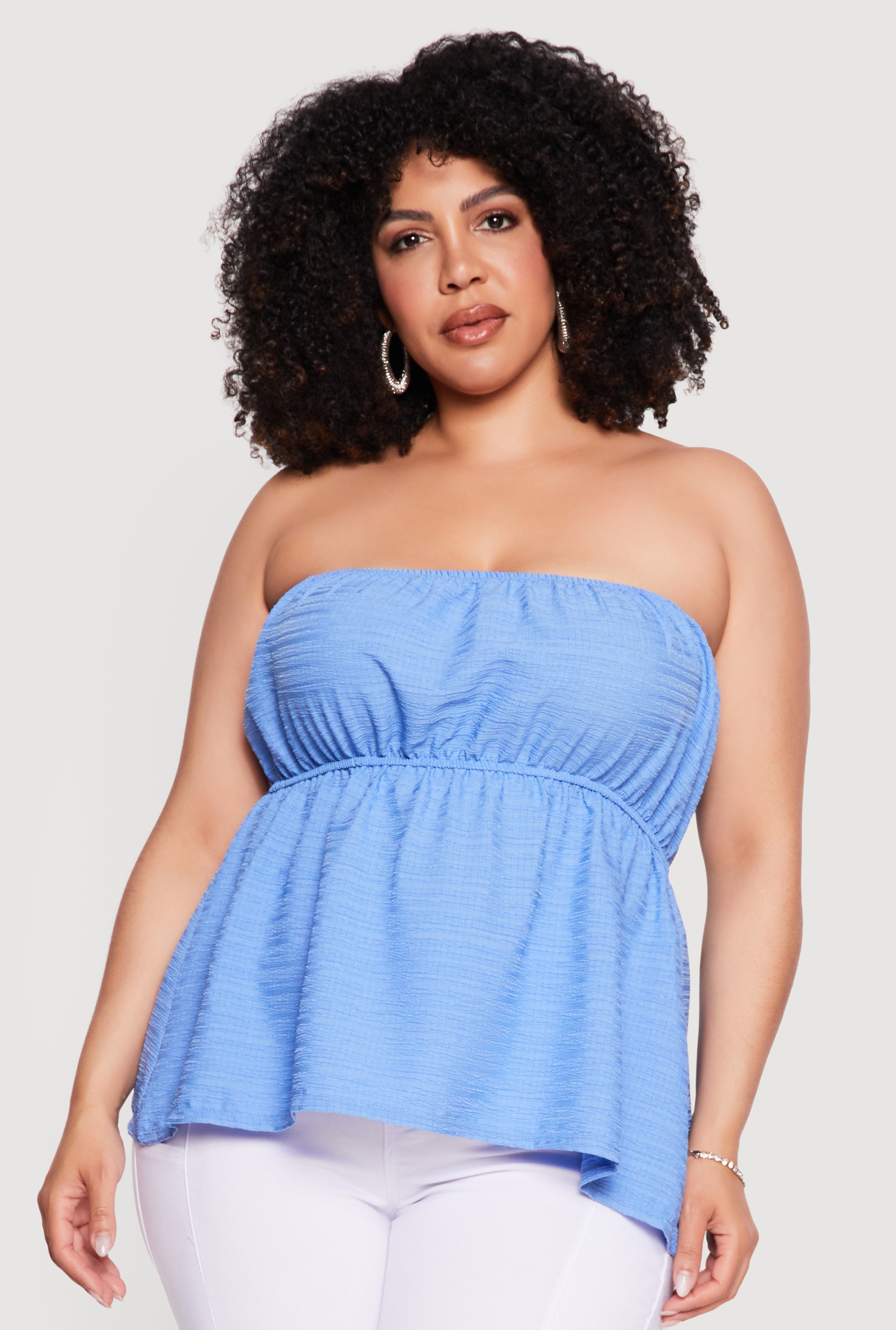 Plus Size Textured Knit Tube Top