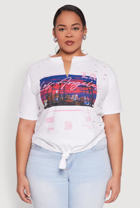 Plus Size Los Angeles Slashed Graphic Tee