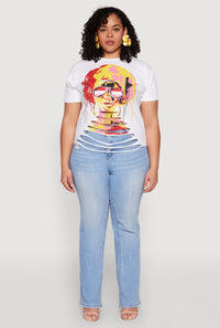 Plus Size Slashed Graphic Tee