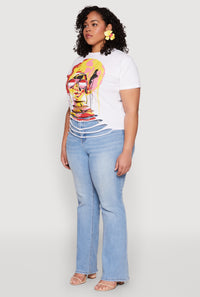 Plus Size Slashed Graphic Tee