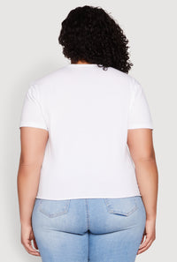 Plus Size Slashed Graphic Tee