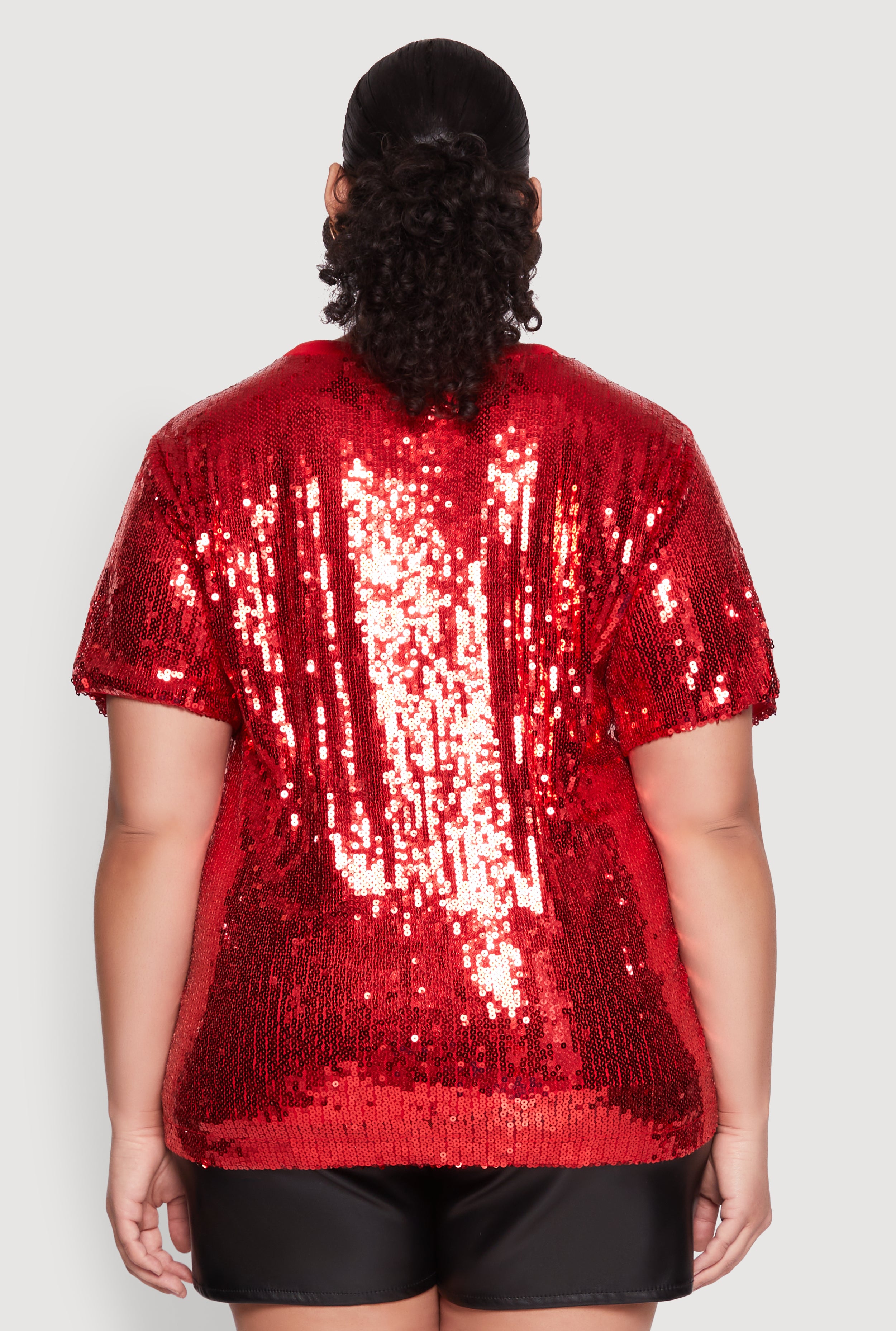 red sequin top plus size