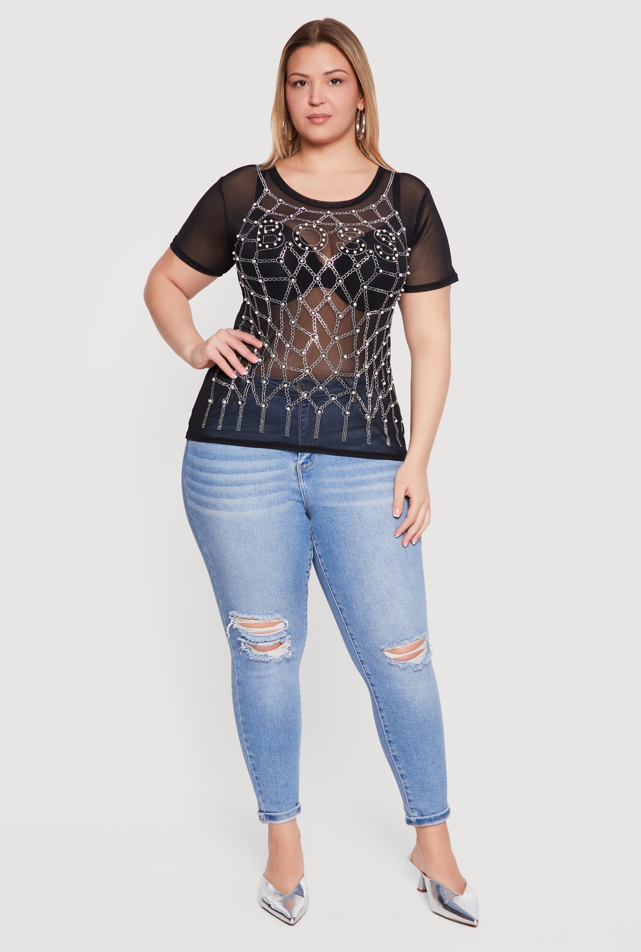 Sheer Graphic Mesh Shirts | Rainbow Shops