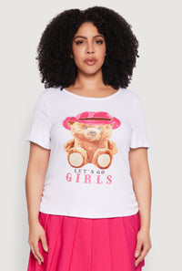 Plus Size Rib Knit Lets Go Girls Graphic Tee