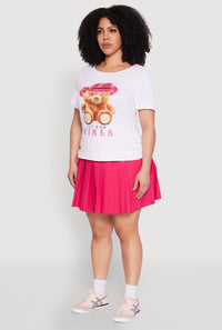 Plus Size Rib Knit Lets Go Girls Graphic Tee
